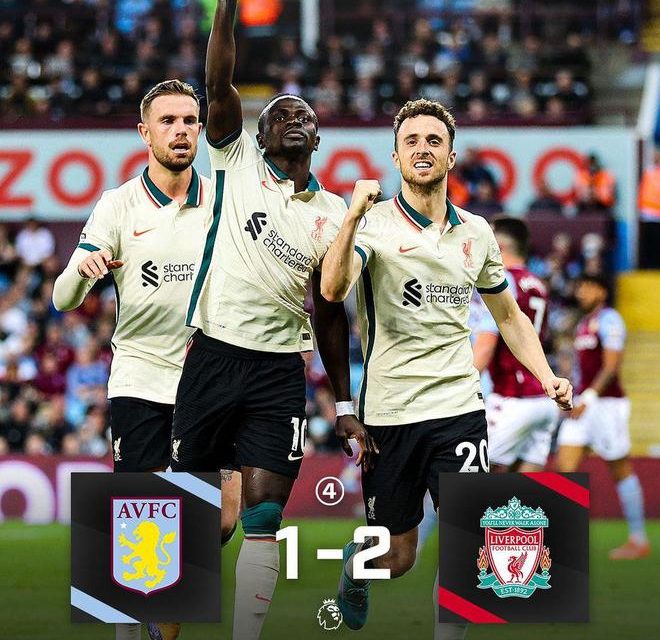 L’inversione di Villa per 2-1 del Liverpool rimane seconda